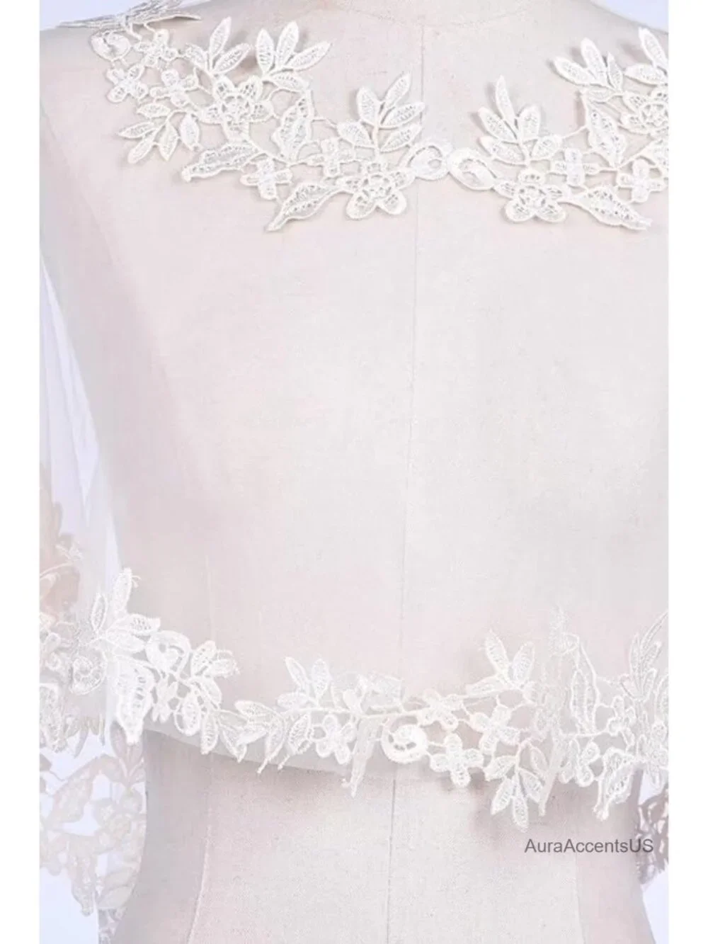 Lace Tulle Wedding Shawl Bride Cape High Low Shoulder Cover Wrap